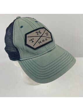 The North Face Trucker Hat SnapBack Green Blue Mesh Never Stop Exploring Patch
